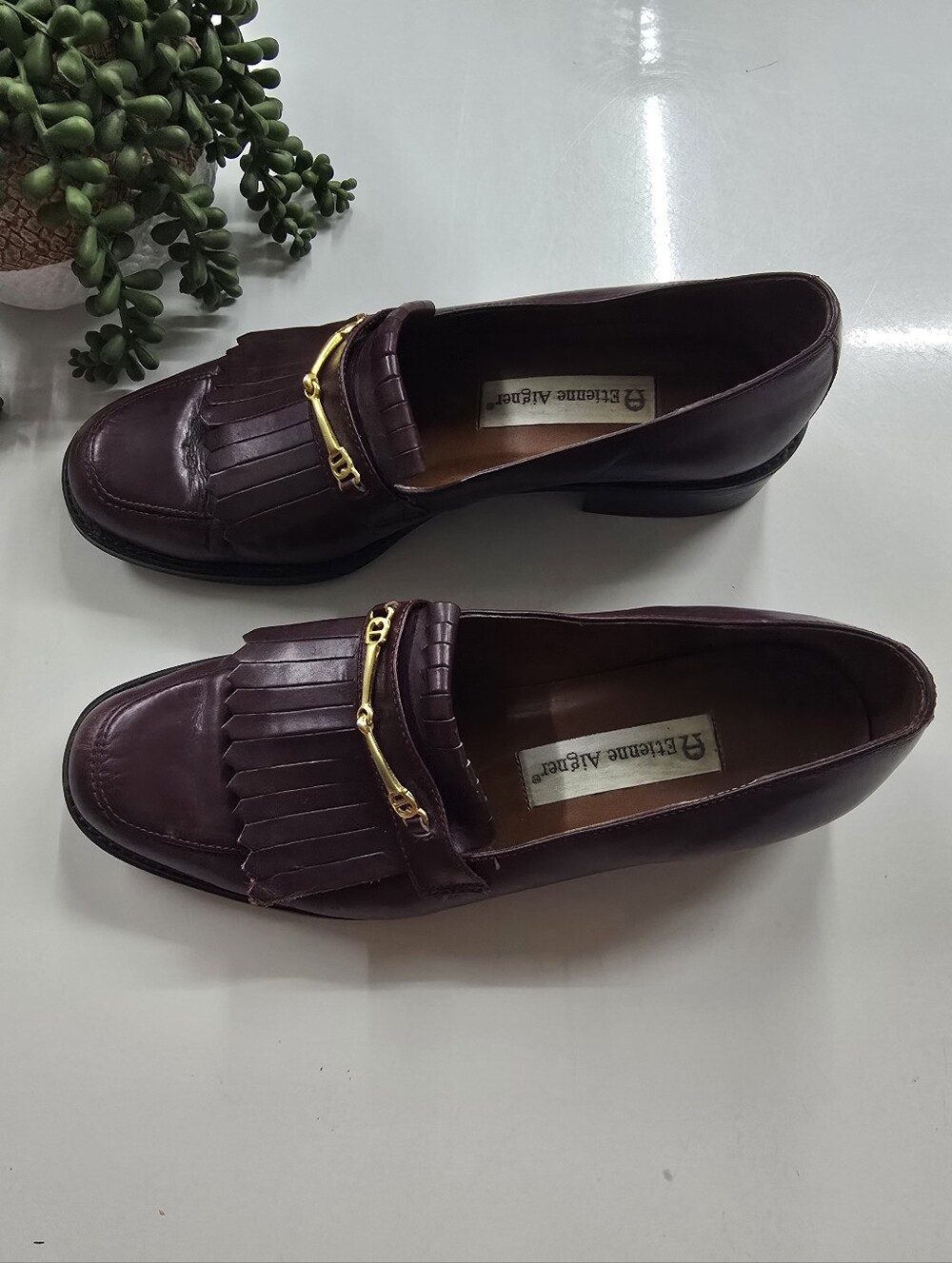 Etienne Aigner Vintage Leather Dark Brown Loafers - Picture 4 of 10